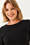 Women's Black Crew Neck Basic T-Shirt 142 60251866 - 5