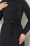 Black Brooch Detailed Dress - 4706Znk903-M - 5