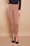 Thick Belted Ornamental Pocket Ankle Length Stretch Fabric Fabric Trousers-Camel - 2