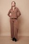 Women's Lycra Soft Textured Velvet Fabric High Waist Side Pockets Wide Leg Palazzo Trousers-Camel - 2