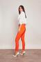 Thick Belted Ornamental Pocket Ankle Length Stretch Fabric Fabric Trousers-Orange - 2
