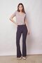High Waist Striped Front and Back Stitched Spanish Flare Lightweight Lycra Fabric Leggings Trousers-Navy Blue Line - 5