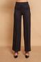 Palazzo High Waist Front Stitched Wide Leg Lightweight Lycra Suede Fabric Trousers - Black - 5
