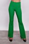 High Waist Front and Back Stitched Flare Leg Leggings Lycra Fabric Trousers-benetton Green - 2