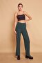 High Waist Side Pocket Hiking Knitwear Trousers-Emerald - 4