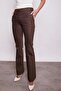 Thick Belted Pocketed Spanish Wide Leg L Stretch Fabric Fabric Trousers - Brown - 5