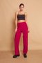 High Waist Side Pocket Hiking Knitwear Trousers-Burgundy