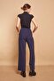 High Waist Side Pocket Hiking Knitwear Trousers-Navy Blue - 6