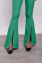 Women's High Waist Front Stitched Leg Slit Flared L Stretch Fabric Trousers-B.Green - 3