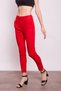 High Waist Thick Belted Pockets Skinny Leg Ankle Length Cotton Stretch Fabric Fabric Trousers-Red - 4