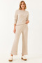 Women's Beige Crew Neck Basic Top and Bottom Set 0036 60251871