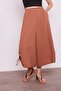 Inner Show-Through Viscose Poplin High Waist Wide Leg Drawstring Trousers -Cinnamon - 5