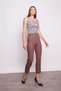 Women's High Waist Buttoned Pipe Leg Fabric Trousers with Stitched Waistband on the Front - Milk Coffee