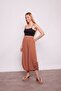 Inner Show-Through Viscose Poplin High Waist Wide Leg Drawstring Trousers -Cinnamon - 4