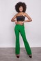 High Waist Front and Back Stitched Flare Leg Leggings Lycra Fabric Trousers-benetton Green - 4