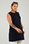 Women's Shirt with Hijab Inside Tunic Large Size Long Navy Blue - 7