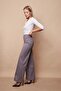 Palazzo High Waist Front Stitched Wide Leg Lightweight Lycra Suede Fabric Trousers-Gray - 5
