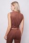 Women's Velvet Lycra Soft Textured V-Neck Adjustable D Buckle Back Vest - Hazelnut Shell - 4