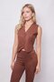 Women's Velvet Lycra Soft Textured V-Neck Adjustable D Buckle Back Vest - Hazelnut Shell - 3