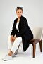 Women's Long Hijab Cardigan Ottoman Orgu Celik Black - 8