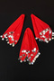 Large Size Chiffon Halay Handkerchief, 50X50Cm Red Silver 5 Pieces, Bride Groom Wedding Henna Circumcision Engagement - 7