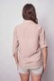 Women's Linen Off-Shoulder Collar Capri Sleeve Epaulet Shirt - Stone - 6