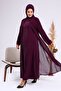Women's Hijab Rhinestone Siphon Evening Dress Suit Plum - 5