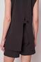 Women's Collared Pocket Covered Lightweight Lycra Woven Fabric Oversize Blazer Vest-Black - 7