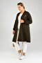 Women's Long Hijab Cardigan Ottoman Orgu Celik Khaki - 5