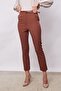 Women's High Waist Ankle-Length Belted Lightweight Lycra Fabric Pants with Side Pockets (Belt Included)-Dark Tan - 7