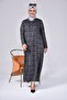 Women's Casual Large Size Hijab Leopard Long Mother Dress Navy Blue - 4