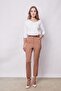 Women's High Waist Ankle Length Belted Lightweight Lycra Fabric Pants with Side Pockets (Belt Included)-Camel
