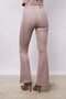 Women's Velvet Lycra Soft Textured High Waist Front and Back Seam Spanish Leg Pants-Beige - 7