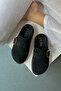 Women's slippers black suede