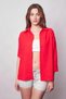 Women's Linen Off-Shoulder Collar Capri Sleeve Epaulet Shirt - Dark Coral