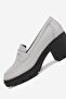 Women's Gray Genuine Leather 36-41 Number Thick Heel Loafer Shoes - 6