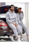 Lover Combination 2-Piece Printed Bottom Top Hooded Gray Tracksuit Set Oversize Tracksuit Boyfirend
