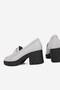 Women's Gray Genuine Leather 36-41 Number Thick Heel Loafer Shoes - 4