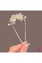 Camellia Flower Design Metal Hair Bun Clip 11cm Gold - Vintage Style Women's Stick Bun Clip - 5
