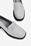 Women's Gray Genuine Leather 36-41 Number Thick Heel Loafer Shoes - 5