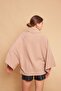 Lace Collar Turtleneck Bat Model Relaxed Cut Oversize Knitwear Blouse-Dark Beige - 5