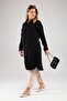 Women's Large Size Rhinestone Ayrobin Gomlek Tunik Black - 6
