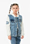 Embroidered Hooded Girl's Denim Jacket - 6