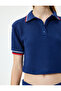 Polo Neck T-Shirt Ribbed Buttoned Short Sleeve Textured - 5