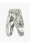 Polished Shiny Jogger Pants with Cargo Pockets and Elastic Waist - 2