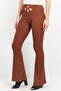 Women Regular Fit Textured Pants, Brown - 4