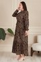 Women's High Collar Large Size Dress with Hijab Viscose Fabric Pleated and Pleated Dress - 6