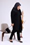 Long Sleeve Large Size Women's Sequin Hijab Tunik Black - 5
