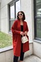 Women's Cardigan - Plain Shawl Collar - Long Sleeves - Button Detail - Slit Soft Textured Long Oversize Cardigan - 4