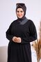 Long Hijab Clothing Dress Large Size Women's Moon Collar Black - 4